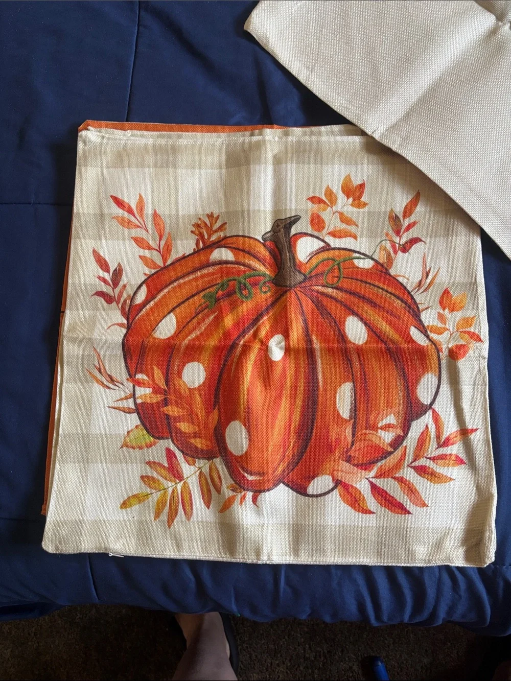 Autumn Pumpkin & Thanks Decorative Pillow Cases- Orange 18”